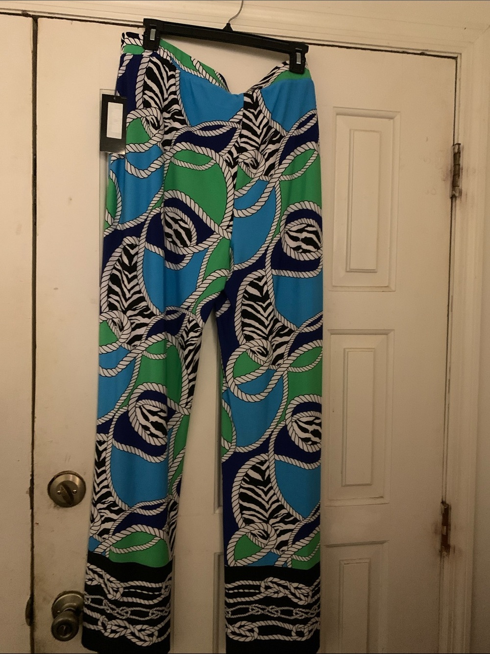 Investments Blue & Green Wide-Leg Rope Print Pants